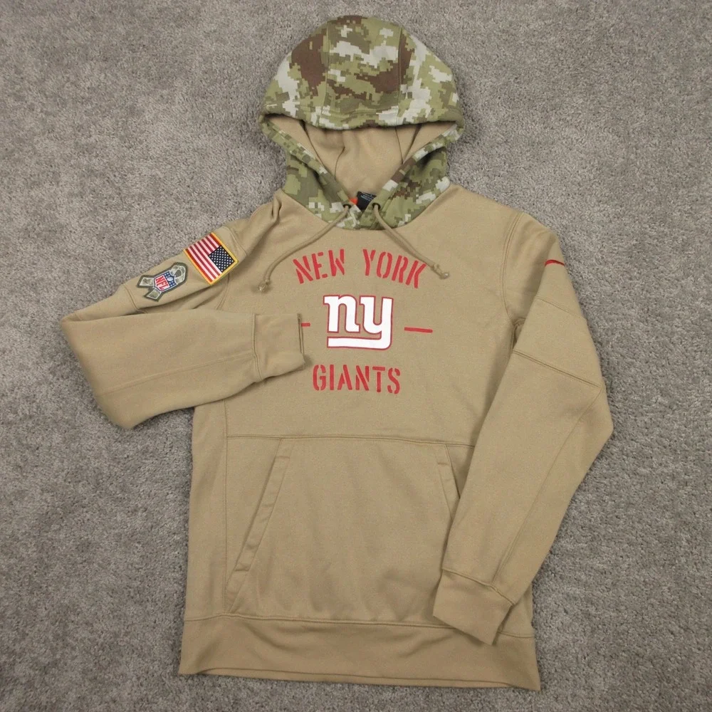 New York‎ Giants Sweater Mens Small Tan Hoodie Sweatshirt NFL Salute To Service
